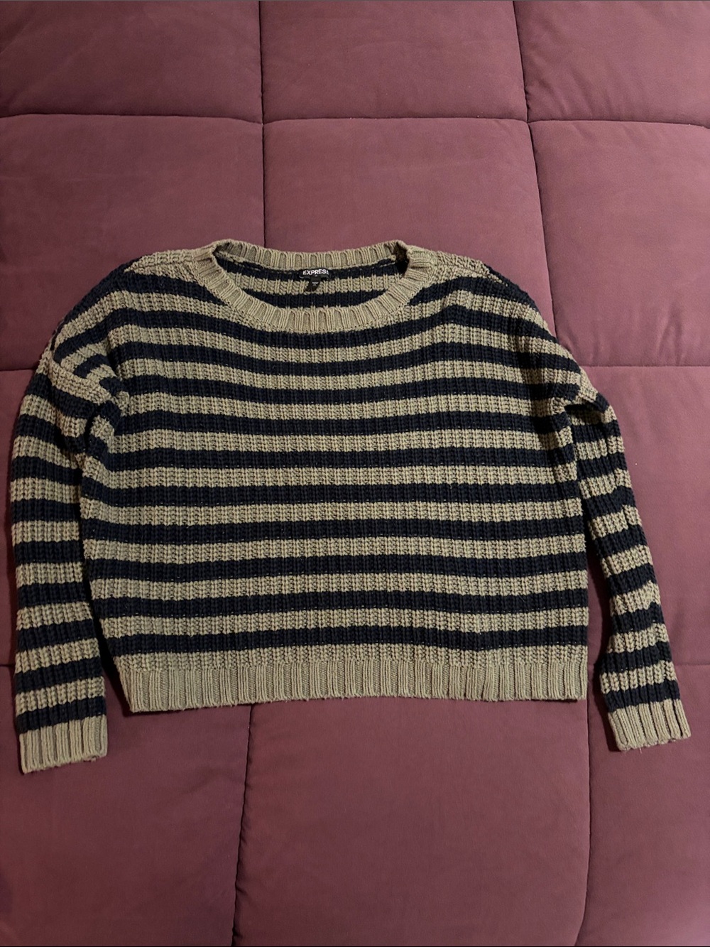 Striped Crewneck Sweater - Black and Olive Green